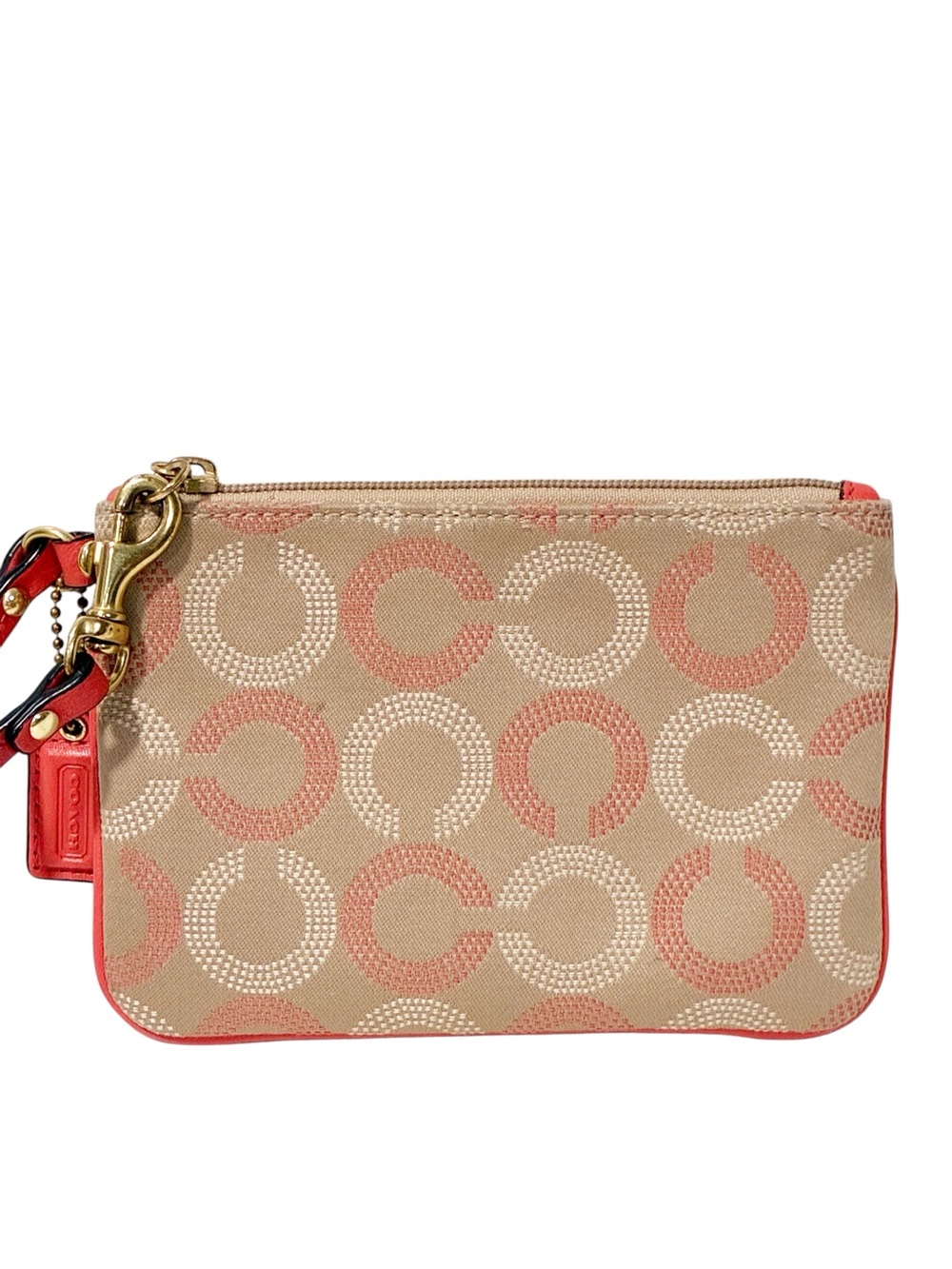 COACH ASHLEY DOT OP ART KHAKI TEAROSE Small WRISTLET
